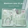New Light Green 7-22 Pcs/set Manicure Kit High-quality Steel Multi-functional Professional Nail Trimmer Cutter Foot Care Tools