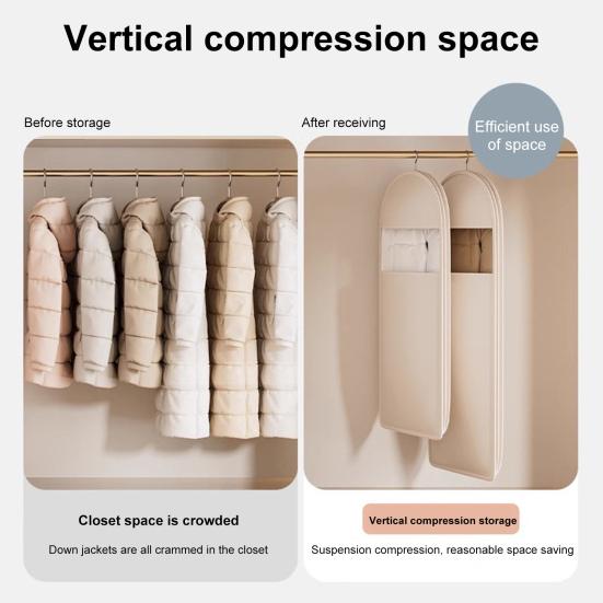 1/3Pcs Hanging Garment Bags with Self Compression Zipper Large Capacity Dustproof Space Saving