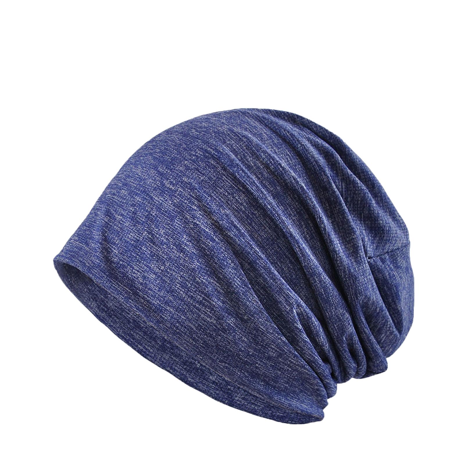 Men Women Beanie Hat Warm Slouchy Soft Daily Beanie Running Cycling Skull Cap Helmet Liner Sleep Hats Navy blue/capped bouncy#1