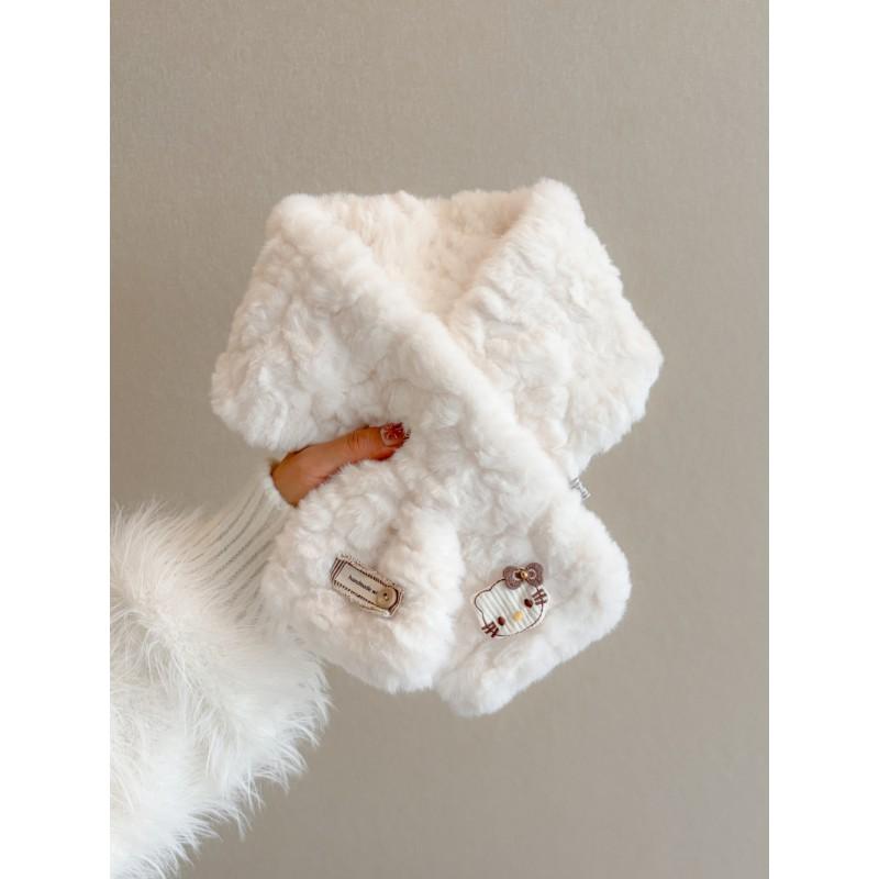 Womens Faux Rabbit Fur Scarf Cute Kitten Cross Thick Warm Neck Warmer Fashionable All-match