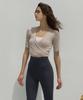 Debiweeo Women'S Yoga Wear Devi-T0066-Beige Pilates Ballet Strap Cardigan Short Sleeve Tee