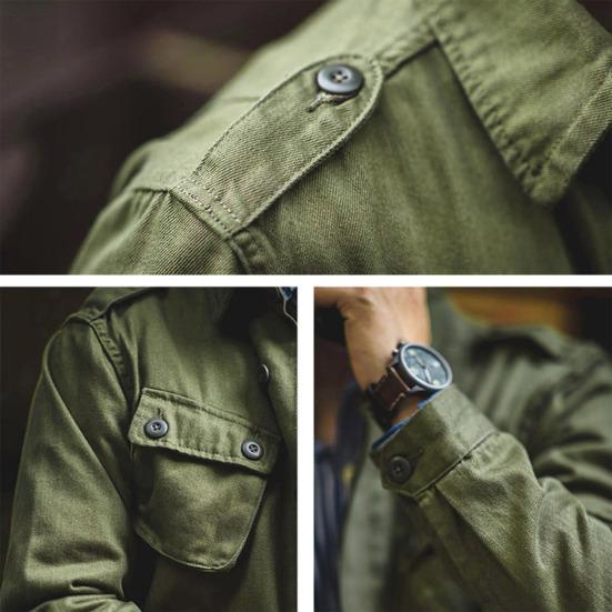 Chaqueta estilo trabajo de color liso con solapa y manga larga para hombre