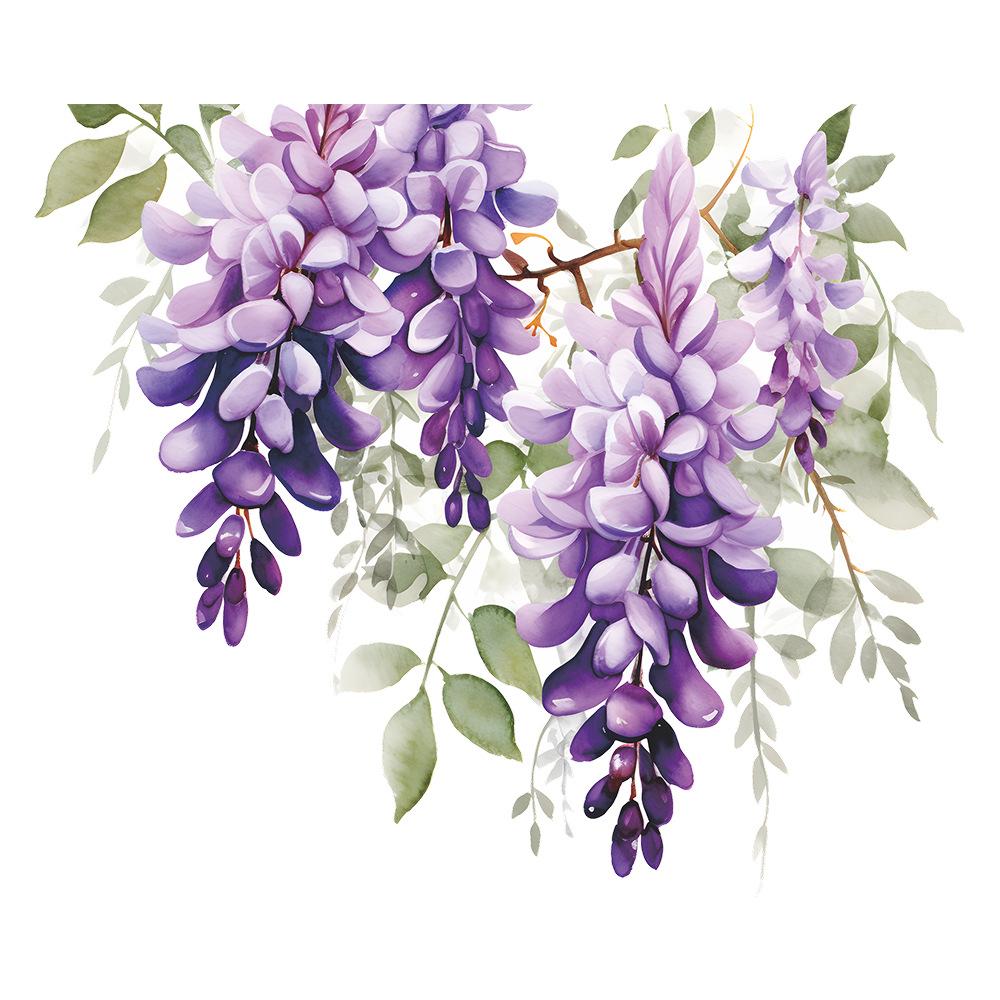 Elegant Purple Vine with Leaves and Flowers Toilet and Wall Sticker Set Waterproof Self-Adhesive Removable Decal for Bathroom WC Home Decor