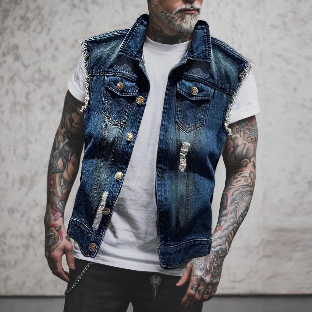 2579 * Foreign trade men's vest casual tooling hole locomotive men's sleeveless top cross-border