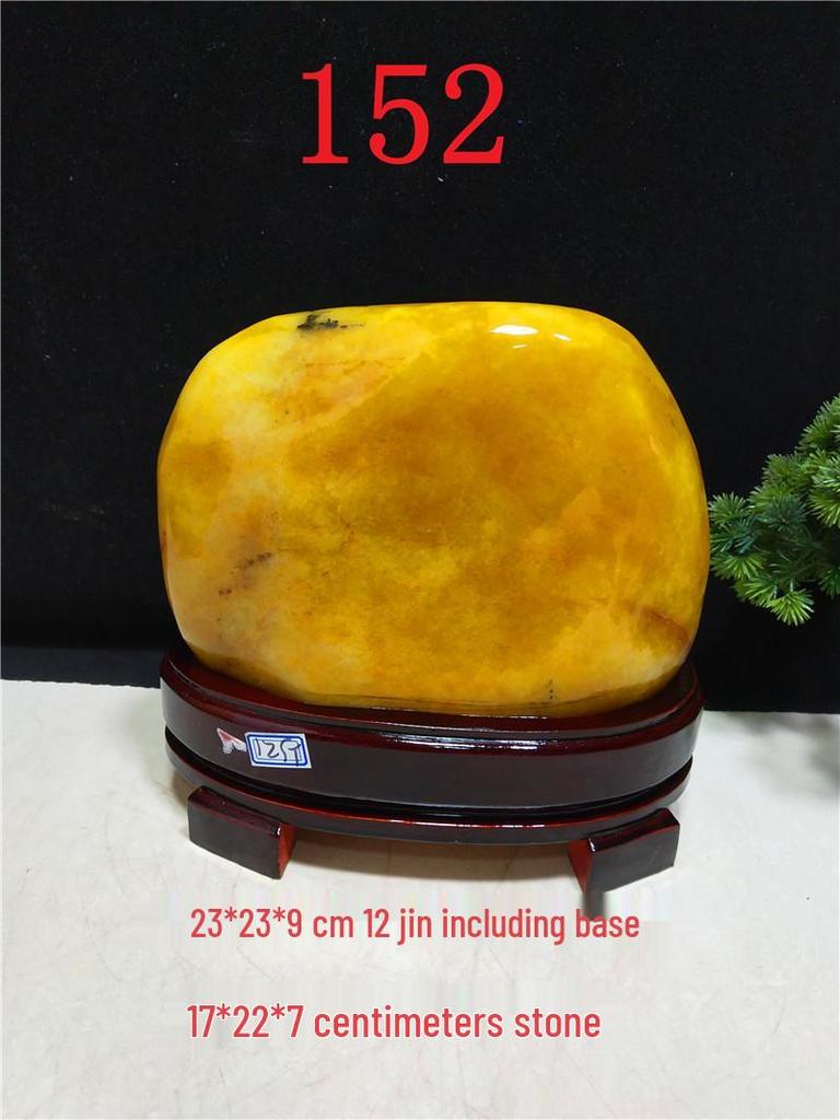 Yellow Dragon Jade Decorative Stone: Feng Shui Ornament for Home Entrance