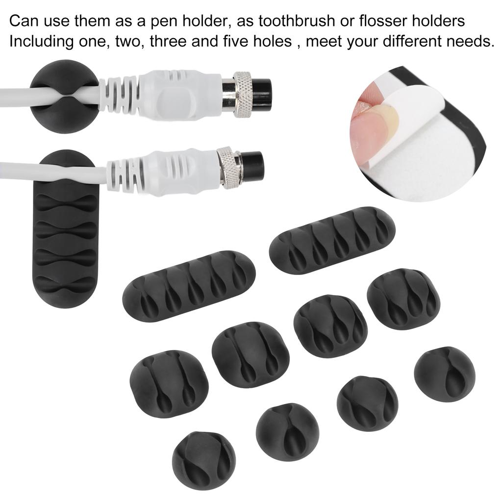 10pcs Cable Clip Cord Self Adhesive Wire Management for Beauty Equipment Desk Data Lines