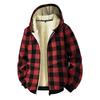 Autumn and Winter Zipper Pocket Cardigan Knitted Jacket with Thick Lamb Wool Lining Hooded Checkered Cardigan Sweatshirt