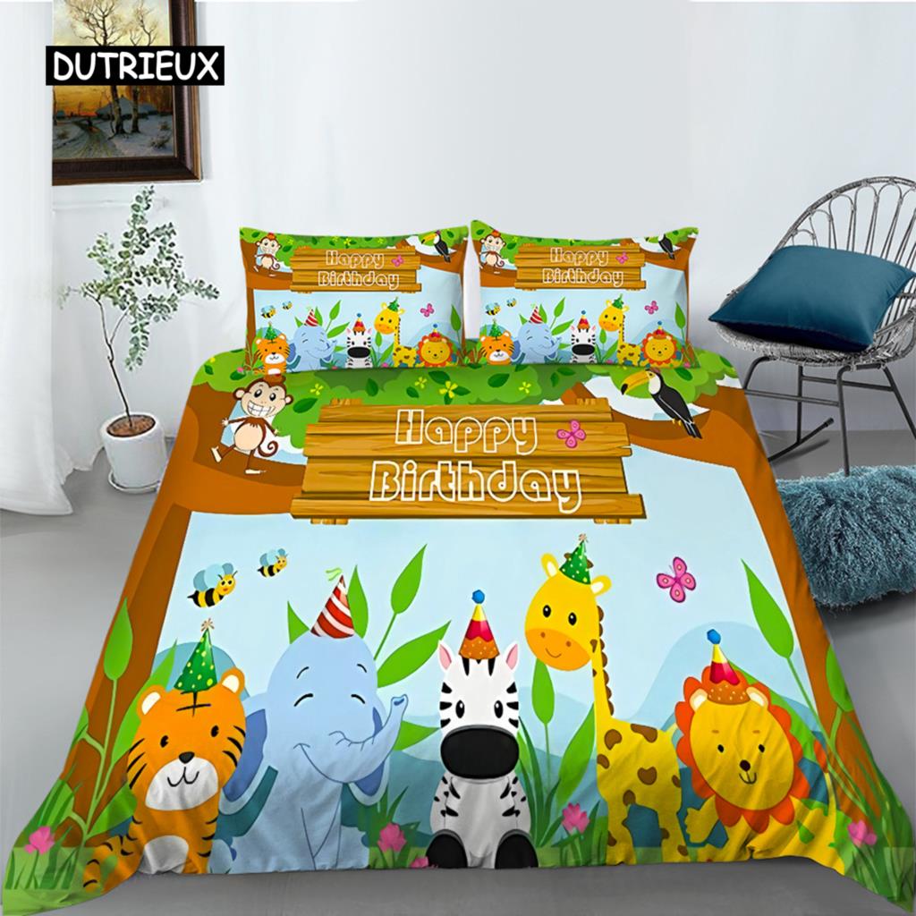 Chicken Animals King Queen Duvet Cover Lovely Cartoon Farm Chick Bedding Set Kids Girls Wildlife 2/3pcs Polyester Quilt Cover