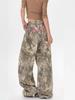 Men's Retro Camo Embroidered Straight-Leg Jeans - High-Design Streetwear, Floor-Length Wide-Leg Pants