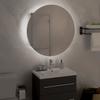 Bathroom Cabinet with Round Mirror & LED Lighting Gray 47 X 47 X 17.5 Cm