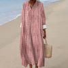Women's Casual Fashion V-Neck Long Sleeve Floral Print Maxi Dress