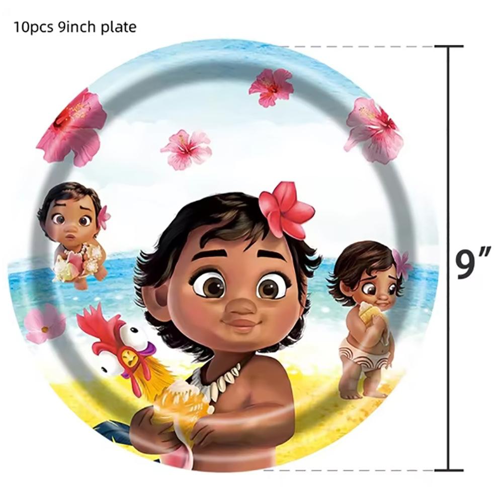 Yellow Moana Birthday Party Supplies Disposable Cutlery Paper Plates Paper Cups Tissue Girls Birthday Pie