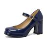 Patent leather Mary Jane women's single shoes spring and autumn new round head thick heel super high heel one-word buckle belt women's single shoes