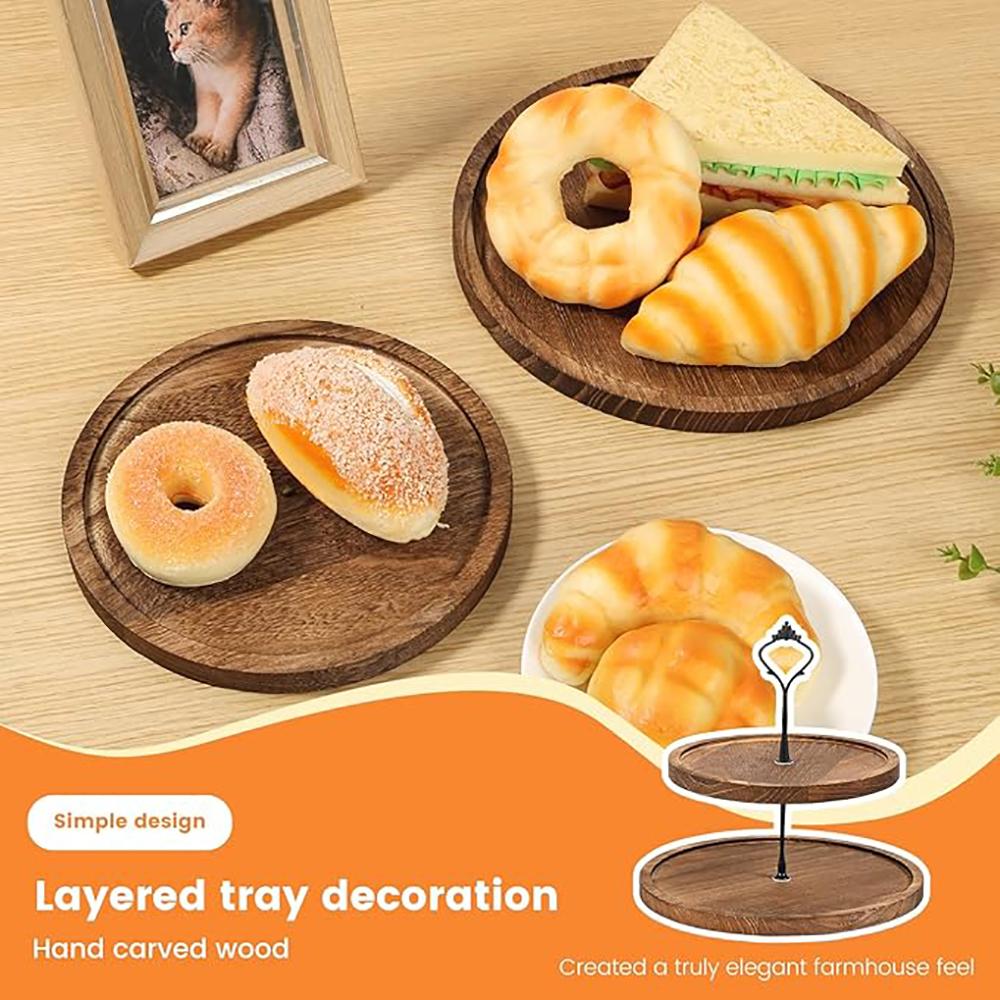 Creative European Dessert Rack, Forest Style Double-layer Cake Tray, Wooden Dessert Table Decorative Tray, Cake Dessert Rack.zwq