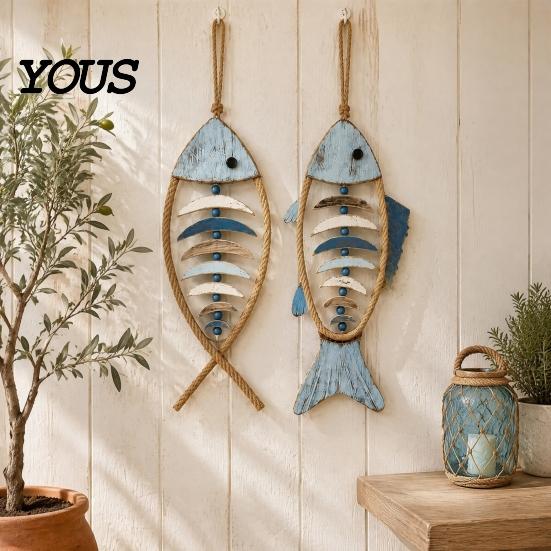 Anti Deformation Window Decoration Wooden Fish Wall Hanging Pendant With/Without LED Light, Nautical Decor, Coastal Theme Fishbone Wear Resistant