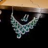 French Court Style Rhinestone Earring & Necklace Set - High-End Light Luxury Design with Clavicle Chain