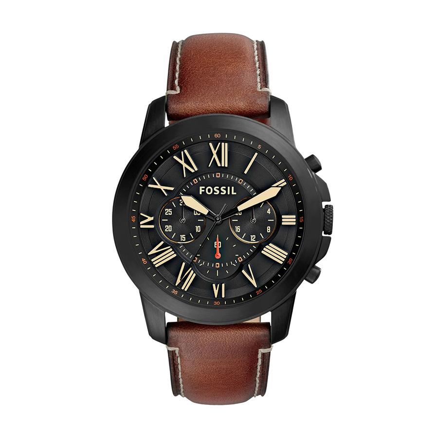 

Fossil Grant Chronograph Black Dial Brown Leather Strap Watch for Men - FS5241