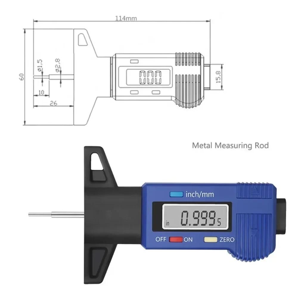 Digital Tyre Tread Depth Tester Measuring Gauge Automotive Tyre Wear Inspection Multi-function Digital LCD Display