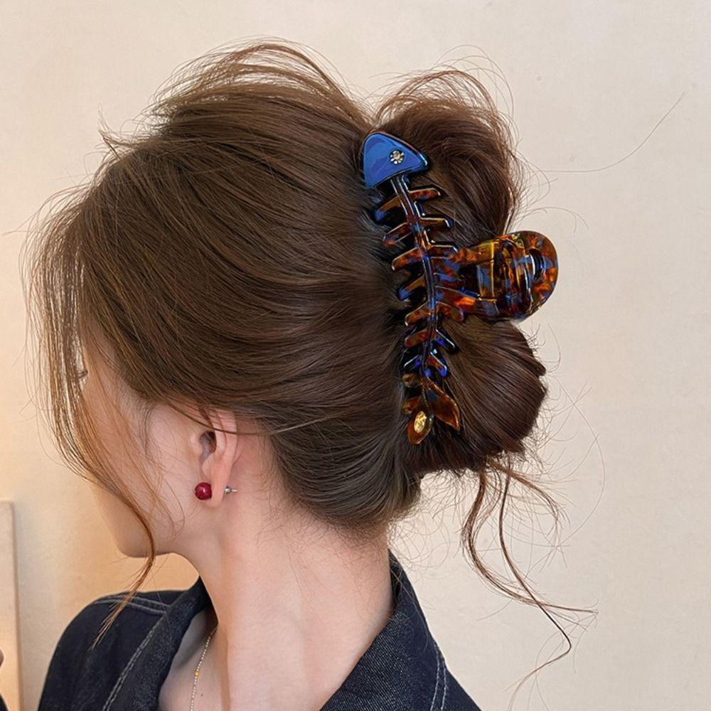 Acetic Acid Fish Bone Shaped Hair Claw Large Fish Grab Clip Sweet Animals Hair Clip Travel