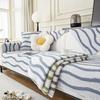 Plush Skin Friendly Sofa Cover Winter Minimalist Style Wave Patterned Fabric Sofa Cover Non-slip Anti Cat Scratch Couch Cover