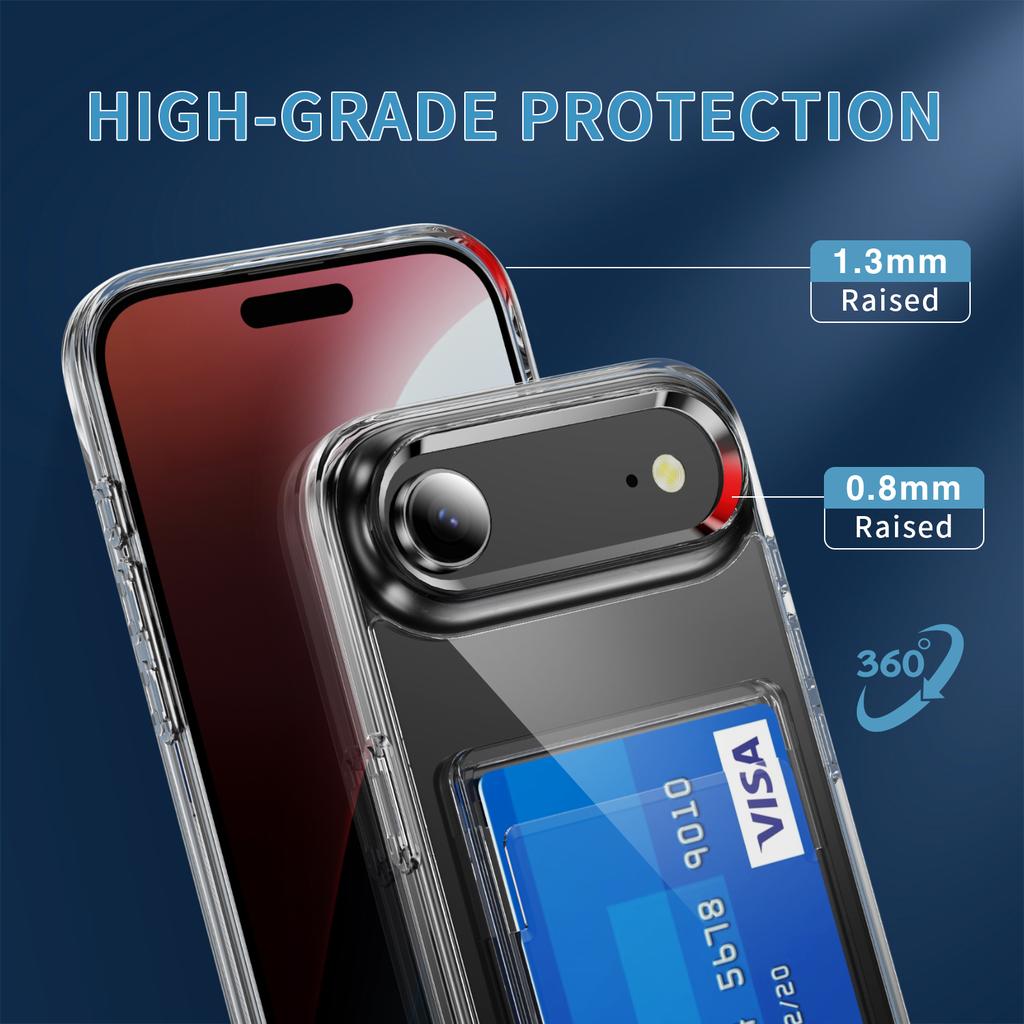 For iPhone 17 Air Clear Case TPU+PC+Acrylic Cell Phone Case with Card Holder