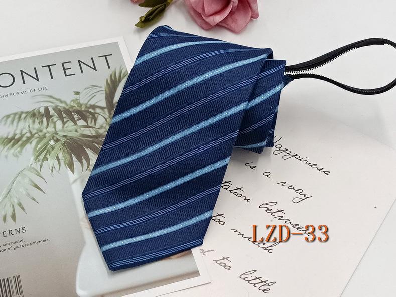 Men's Easy-Pull Knot-Free 8cm Striped Black Zipper Tie