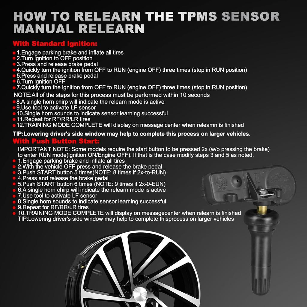TPMS Sensor Compatible With Chrysler Dodge Jeep Ram Fiat - 4 PCS Pre-Programmed 433MHz Tire Pressure Monitoring Sensor For 300 Durango Challenger