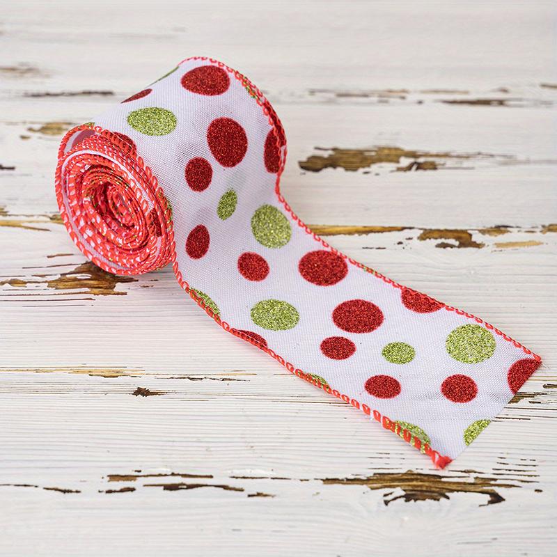 Holiday Gift Packaging Ribbon Xmas Glitter Wired Ribbons Christmas Multi Dots Ribbons