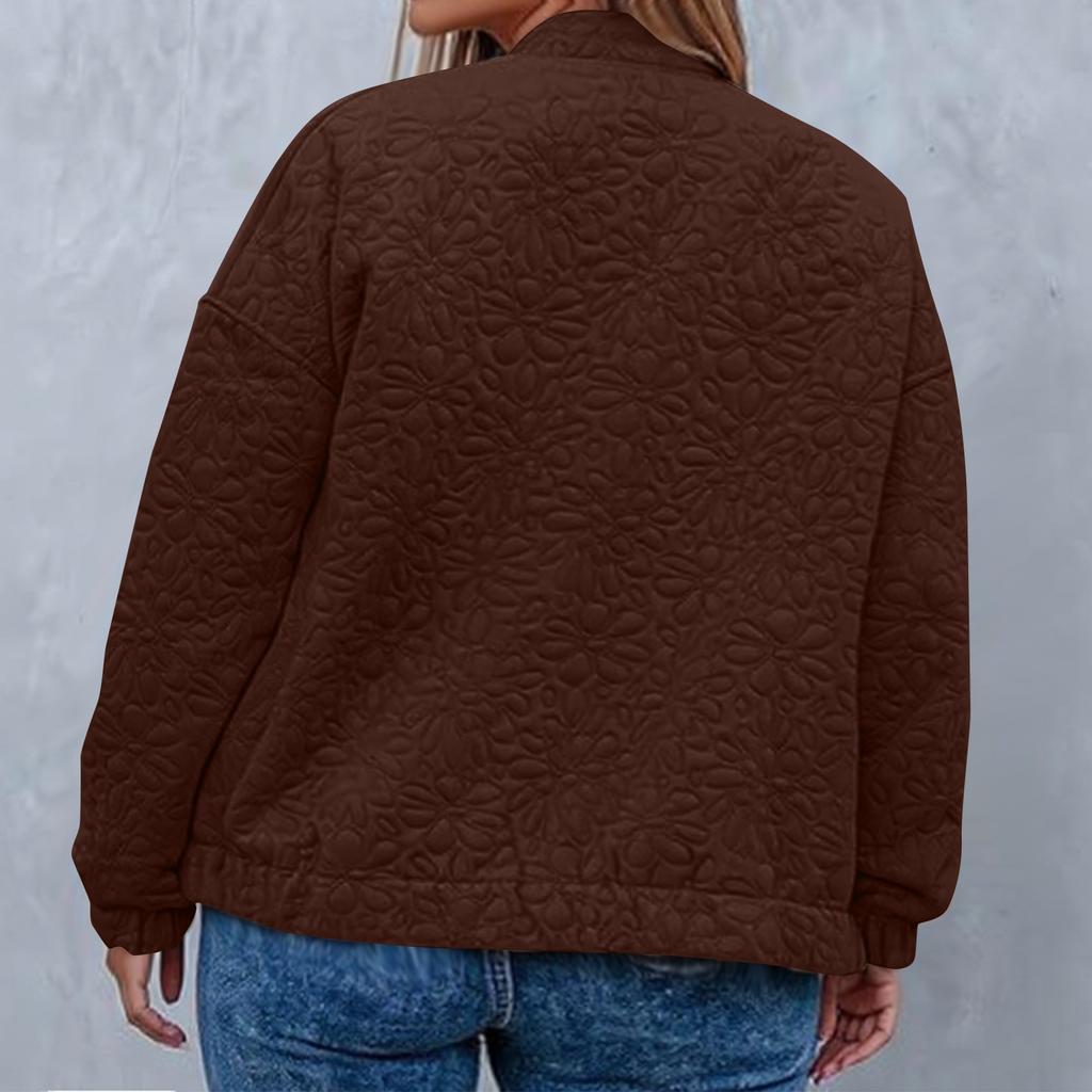 Women's Fashion Casual Plus Size Solid Color Long Sleeve Jacket