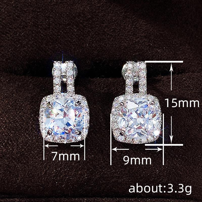 Earrings, Simple Round Diamond Zircon Stud Earrings Internet Celebrity Style