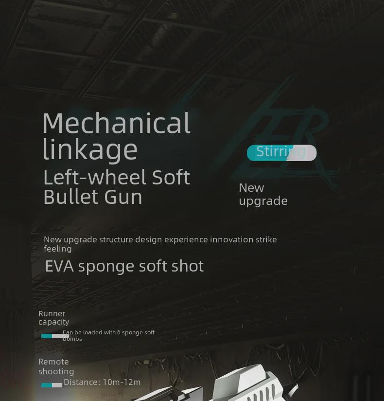 Interactive Mecha Revolver Soft Bullet Toy Gun for Boys - Outdoor Mechanical Pistol Model