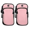 2Pcs Waterproof Fabric Mobile Phone Arm Bag Pocket for Mountaineering Fitness Running YogaPink
