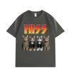 HISS Rock Cats Funny Band Graphic T Shirts Men Women Casual Fashion Short Sleeve T-shirts Cotton Oversized T-shirt