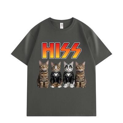 HISS Rock Cats Funny Band Graphic T Shirts Men Women Casual Fashion Short Sleeve T-shirts Cotton Oversized T-shirt