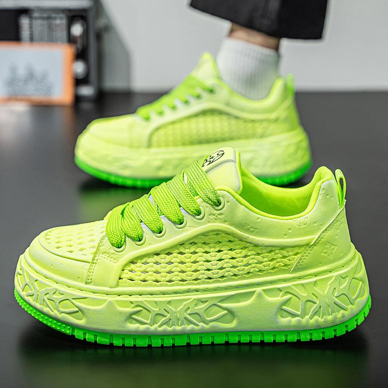 Fashion Green Tall Thick Soled Men's Sneakers Fashion Personality Simple and Versatile Youth Casual Shoes Comfortable Durable Sports