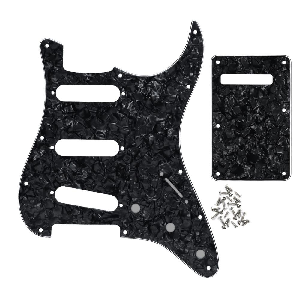 FLEOR Set of 11 Hole ST Guitar Pickguard SSS Scratch Plate Back Plate & Screws for Electric Guitar Parts