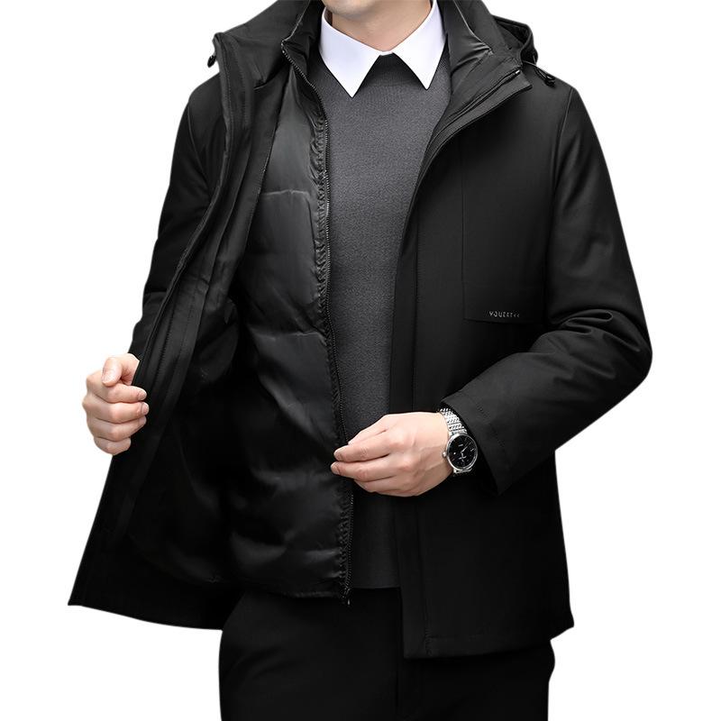 Brand High-End Men's Goose Down Jacket: Thickened, Warm, Hooded, 5-in-1 Casual Coat for Middle-Aged Dads