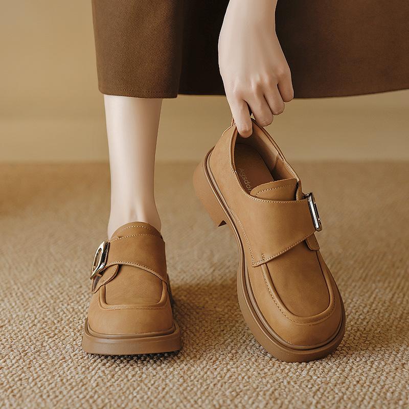 Augustine Retro Loafers Women's 2025 Spring and Autumn New Thick-soled British Style Thick Heel Soft Sole One-pedal Single Shoes
