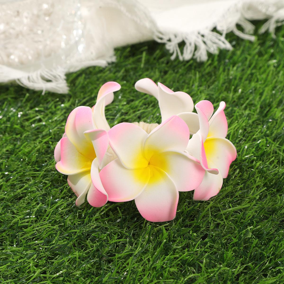 

AWAYTR Искусственные повязки на голову с плюмерией, высокоэластичная хлопковая веревка, резинки для волос для женщин, держатели для хвостика, резинка, корейский головной убор