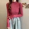 Fashion Solid Half High Neck Knitted Sweater Women Slim Fit Casual Elegant Pullover Sweaters Autumn and Winter Long Sleeve Knitwear Sweater Tops 24841