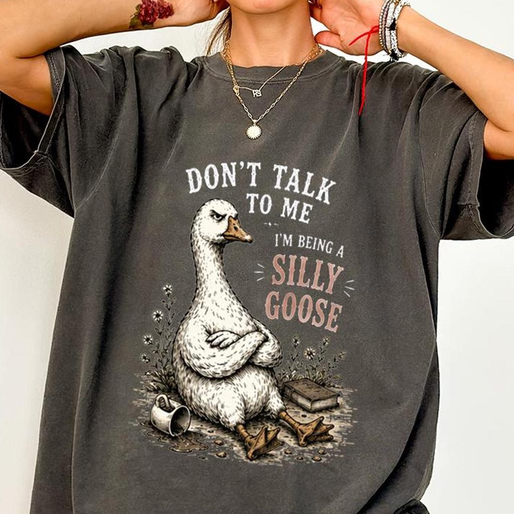 Silly Goose T-Shirt and kids tshirt: Vintage Grumpy Goose Graphic Tee, Introvert Humor Shirt and kids tshirt