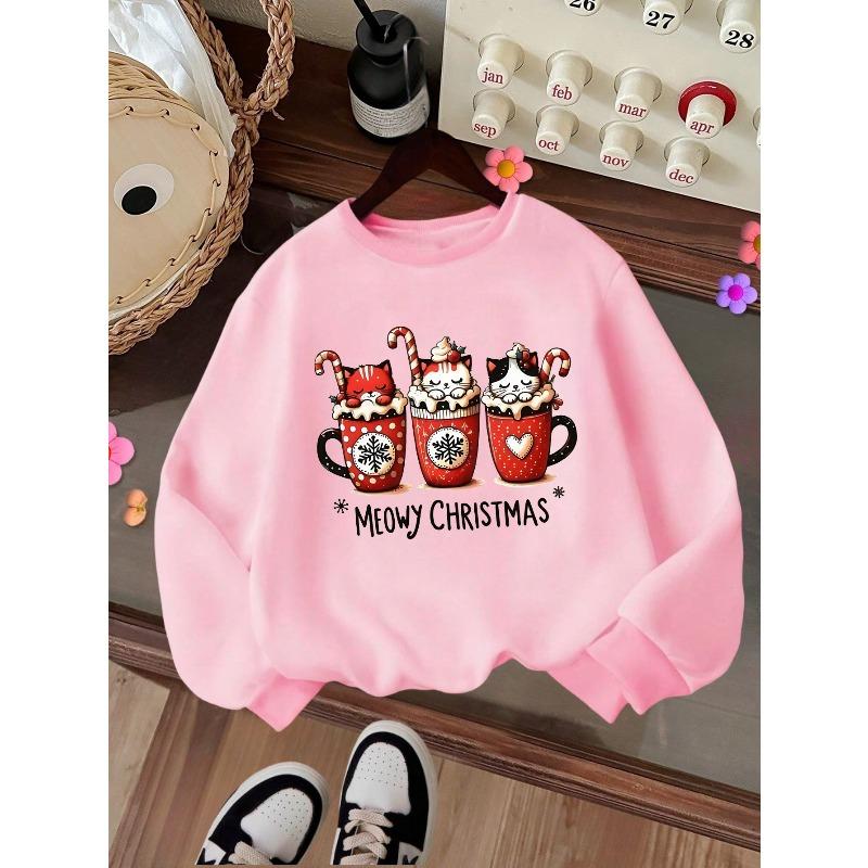 New Fashion Printed Sweatshirt, Warm Girls' Round Neck Sweatshirt for Autumn and Winter