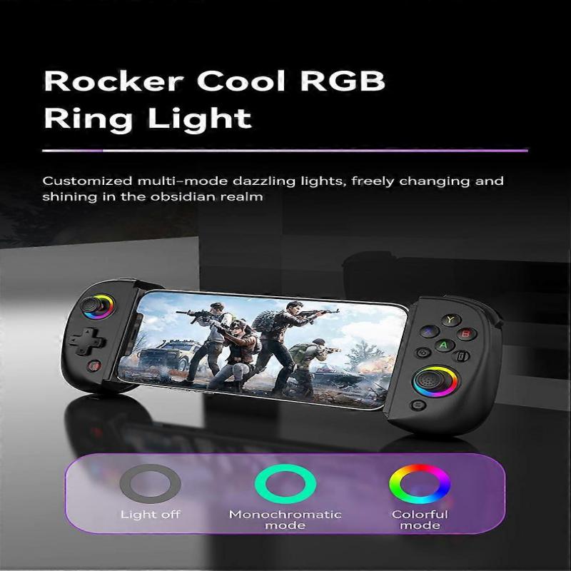 D8 Telescopic Mobile Phone Gamepad RGB Light for PS3 PS4 Switch(Pink)