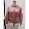 Autumn Winter Solid Color Casual Fashion Button Hooded Gold Velvet Long Sleeve Cardigan Coat Women