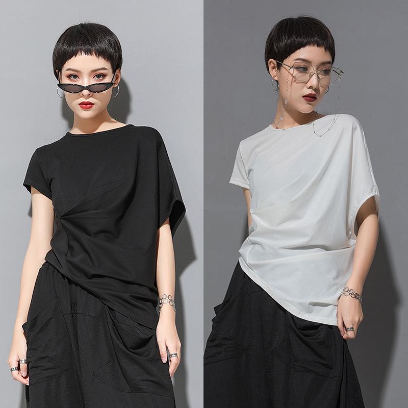 Trendy Asymmetrical Bat Sleeve T-Shirt - Summer Women's Niche Design