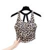 Women Dance Outfit Backless Crop Top High Waist Leggings 2Pcs Set Stage Performance