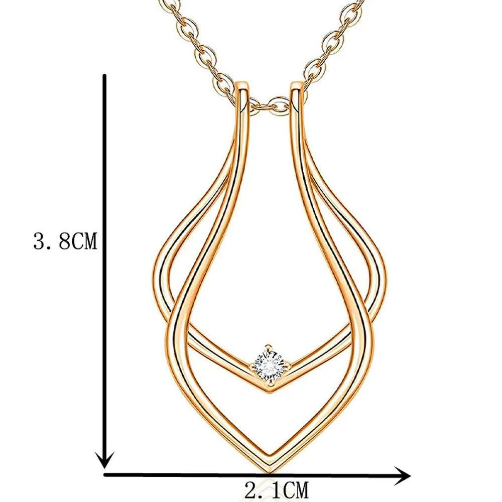 Edelstahl Wassertropfen Ringhalter Halskette Für Damen Herren Zirkonia Ringhalter Halsketten Schmuck Für Ehefrau Freundin