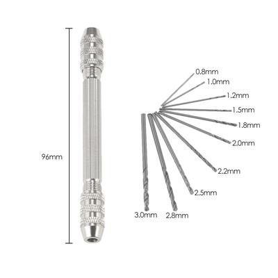 Mini Micro Broca de Mão 10 pcs Brocas de Aço de Alta Velocidade Conjunto de Suporte de Bits DIY Mandril Duplo HSS Ferramenta