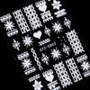 Nail Art Decorations Winter White New Year Design 5D Embossed Christmas Nail Sticker Snowflakes