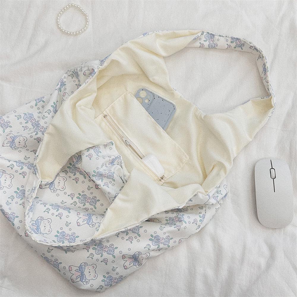 Korean Summer Embossed Canvas Tote Bag - Large Capacity, Niche Design, Shoulder and Underarm Style